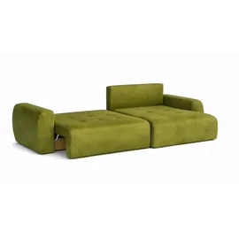 kaiser möbel Ecksofa mit Schlaffunktion und Bettkasten Ivo L aus Veloursstoff Salvador, Ecksofa mit Schlaffunktion, ausziehbar,mit Schlaffunktion,integrierter Stauraum grün