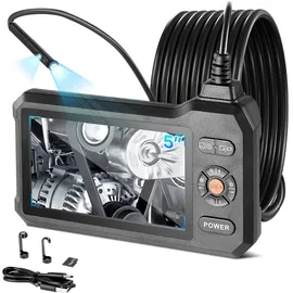 Vevor Endoskop Inspektionskamera 5 Zoll 3000mAh 5m Kabel 8X Zoom 180° Bildrotation IP67 Wasserdicht 5,5mm