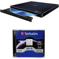 Systor WP50NB40 Externes tragbares schlankes Blu-ray-Brenner-Bundle mit Cyberlink-Brennsoftware - Unterstützt M-DISC- und BDXL-Discs (Retail Box)