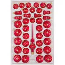 Christbaumkugeln-24.de 39 TLG. Glas-Weihnachtskugeln Set in Ice Rot Gold Komet - Christbaumkugeln - Weihnachtsschmuck-Christbaumschmuck