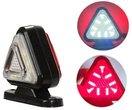 1 Stück 18-LED Mini-Positionsleuchte, Horn-Design, 12–24 V, weiß-rot, dreieckige Form, Neon-Effekt, für Anhänger