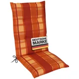 Gardissimo Hochlehnerauflage 2406 kariert Gartenstuhl Auflagen Kissen Polster Hochlehner Einlage, (1 St., 1 Auflage), UV-beständig, inkl. Bindebänder und Haltebänder, für Hochlehner-Stühle orange