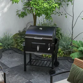 Outsunny Grillwagen Holzkohlegrill schwarz
