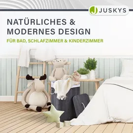 Juskys Bambus Wäschekorb Curly 72 Liter Grau
