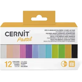 Cernit CEASS002C Set mit 12 Farben Ofenhärtende Polymer-Modelliermasse