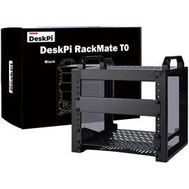 GeeekPi DeskPi RackMate T0, 4U 10 Zoll Serverschrank, 200 mm Tiefes Mini-Rack mit Regalboden & Blindplatte, für NAS, AV- & Netzwerktechnik (Schwarz)