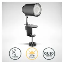 B.K.Licht LED Klemmleuchte schwarz