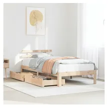 vidaXL Massivholzbett 90 x 200 cm Beige