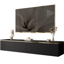 lookway AURORA TV-Lowboard 180x32x40 cm Schwarz Matt Holzwerkstoff/Metall