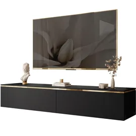 lookway AURORA TV-Lowboard 180x32x40 cm Schwarz Matt Holzwerkstoff/Metall