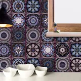 Fliesenaufkleber Bad 20x20 Lila Boho Klebefliesen Küchenrückwand Folie Selbstklebende Fliesen Fliesenaufkleber Küche Badezimmer Fliesenfolie Vinyl Selbstklebend Wasserdicht(10p)