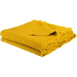 Zoeppritz Honeybee, Decke aus Leinen - curry - 130x180 cm, Fransen, pflegeleicht, Wohntextilien, Decken, Plaids