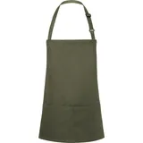 KARLOWSKY Kurze Latzschürze Basic mit Schnalle und Tasche - moss green - onesize