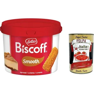 Lotus Biscoff Streichfähige Creme ohne künstliche Farb-, Geschmacks- und Konservierungsstoffe. 3kg + Italian Gourmet polpa 400g