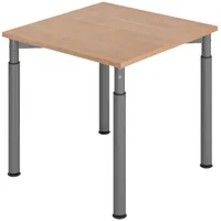Bümö Schreibtisch Nussbaum, Graphit, Nachbildung,Nussbaum, Quadratisch, 80x74x80 cm, FSC