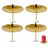 TK Gruppe Timo Klingler 4X Kerzenhalter Gold Kerzenteller Adventskranzstecker 5 cm Kerzenstecker für Adventskranz Weihnachten Adventskranzhalter mit Dorn