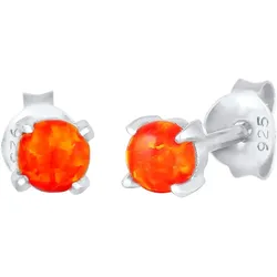 Elli Stecker Opal Rund Synthetisch 925 Silber Orange Damen 