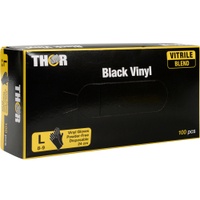 ABENA® Thor Black Vinyl Einweghandschuhe, puderfrei, schwarz 1 Packung = 100 Stück, Größe L