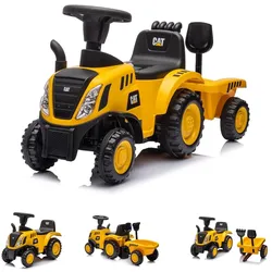 Chipolino Rutschfahrzeug CAT Traktor Musik, Stauraum, Anhänger, Schaufel, Rechen gelb