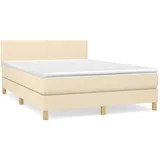 vidaXL Boxspringbett mit Matratze Creme 140x200 cm Stoff