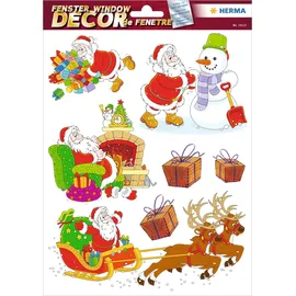 Herma 15113 Fensterbilder Weihnachten Weihnachtsmann Schneemann Geschenke, 7 Stück, selbstklebend, Kinder Fensteraufkleber, ablösbare Winter Fenstersticker, Fensterfolie Kinderzimmer Weihnachtsdeko