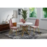 WFL GROUP Esstisch Flora ausziehbar rund industrial mit goldenen Metallbeinen (MADE IN EU, erhältlich in zwei Größen – 100/120 cm, ausziehbar auf 180/200 cm), platzsparender Tisch in Holzoptik für Küche, Esszimmer oder Wohnzimmer weiß 100.00 cm x 76.00 cm x 100.00 cm