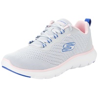 SKECHERS Flex Appeal 5.0 Low-Top-Sneaker, Graues Netzgewebe, blau-rosa Besatz, 38 EU