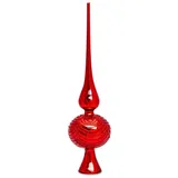SIKORA SP6 Highlights Christbaumspitze aus Glas mit Glitzer Verzierung 2 Größen, Rot, H ca. 33 cm (für Bäume von ca. 170 bis 240 cm)