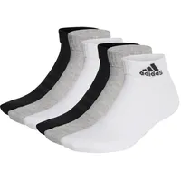 Adidas Unisex Quarter Socken, 6er Pack - Cushioned Sportswear Ankle, Logo, gepolstert, einfarbig Schwarz/Grau/Weiß-46-48