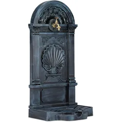 Relaxdays Standbrunnen, Antik-Stil, Nostalgie, Garten, Terrasse, Wasserhahn, Becken, stehend, HBT: 83 x 39 x 33 cm, grau