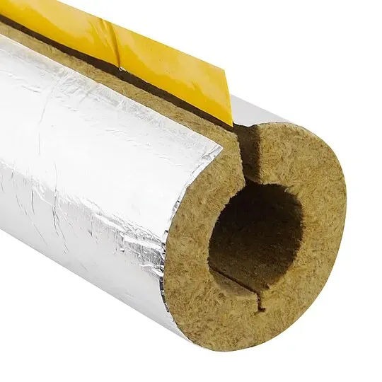 Steinwoll-Rohrschalen alukaschiert für Rohr 42 mm - Dämmschichtdicke 22 mm - geschlitzt - selbstklebend - Länge 1 m - 50% GEG