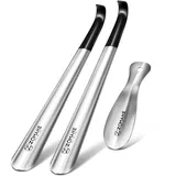 ZOMAKE Schuhlöffel Lang 42cm,Langer Schuhanzieher Metall,Klein Schulöffel Edelstahl Stabil Kinder(3er Silber B)