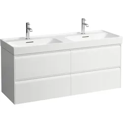 Waschtischunterbau, MEDA, 448x1284x515, mit 4 Schubladen, 2 Ordnungssysteme, integrierte Griffleiste, Vollauszug und Soft-Close, für Waschtisch MEDA H814112 (130 cm), weiß matt