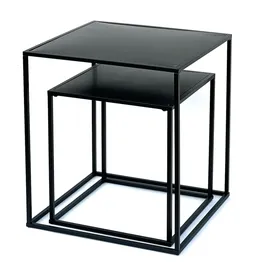 DanDiBo Ambiente Couchtisch Schwarz Metall 2er Set Beistelltisch Wohnzimmer 96252 Tisch Beistelltisch 52 cm und 42 cm Sofatisch Küchentisch Modern