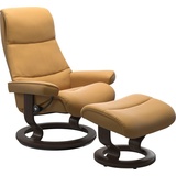 Stressless Relaxsessel "View" Sessel Gr. Material Bezug, Cross Base Wenge, Ausführung / Funktion, Maße, gelb (honey) Lesesessel und Relaxsessel mit Classic Base, Größe S,Gestell Wenge