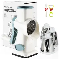 Gemüseschneider drehbar manuell mit 3 austauschbaren Klingen zum Schneiden Wü...