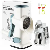 Gemüseschneider drehbar manuell mit 3 austauschbaren Klingen zum Schneiden Wü...