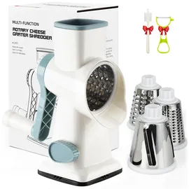 Gemüseschneider drehbar manuell mit 3 austauschbaren Klingen zum Schneiden Wü...