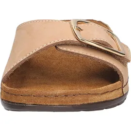 ROHDE Damen Pantolette Leder Klettverschluss Memoryfußbett Rodigo-D 5875, Größe:41 EU, Farbe:Beige - 41