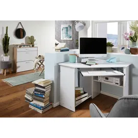 FineBuy Eckschreibtisch Computertisch ROM Weiß mit Ablage PC Schreibtisch
