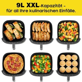 aoucheni Heißluftfritteuse XXL Air Fryer 9L schwarz