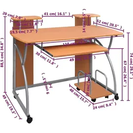 vidaXL Schreibtisch Kaleena Braun