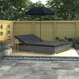vidaXL Doppelliege 197 x 140 x 190 cm grau/dunkelgrau inkl. Sonnendach
