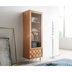 DELIFE Vitrine Fevo 60x180 cm acacia nature Pied-L, Vitrines