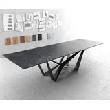 DeLife Esstisch Edge 300x100cm Keramik Laminam®Nero Greco Anthrazit Spider Flachstahl Schwarz,