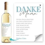 SpecialMe® Weinetiketten Weinflaschenetiketten personalisiert Flaschenetiketten selbstklebend Wein Geschenk Danke Blau unisize