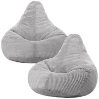 I.C.O.N. Icon Dalton Sitzsack Cord, Grau, 2er-Pack, Gaming Sitzsack