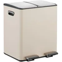 Relaxdays Mülleimer 15 l Beige/Silber