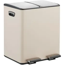 Relaxdays Mülleimer 15 l Beige/Silber