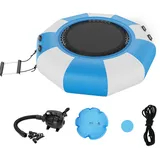 Vevor Aufblasbarer Wassertrampolin mit Leiter, Wasserdichte, Abriebfeste, Wassertrampoline 1,98 m Großen Sprungfläche, Sprungplattform-Wasserpark Pool Trampolin, Blau + Weiß 185 kg Tragfähigkeit